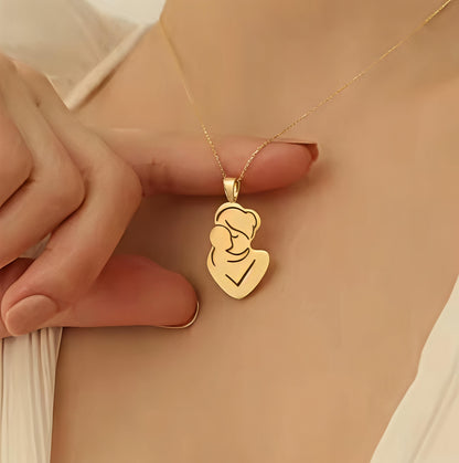 18K Gold Plated 304 Stainless Steel Pregnant Mother Pendant -In My Arms Necklace –