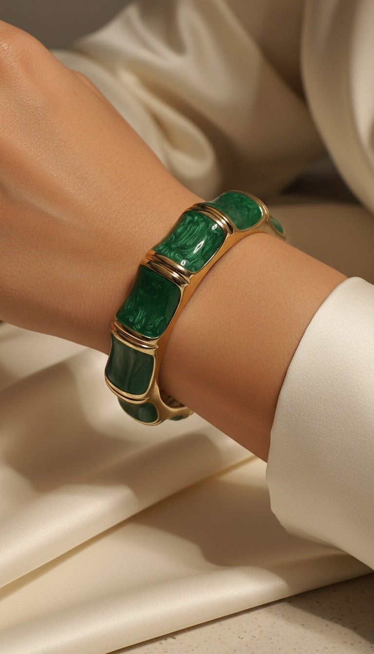 Celebration Green Stainless-Steel Bangle – Vibrant & Trendy