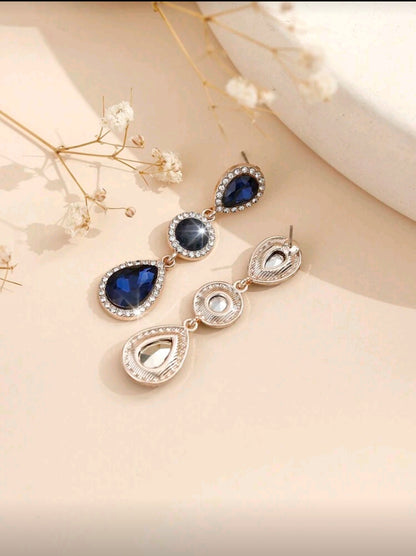 ✨Elegant Glow- Boho Metal Inlaid Glass Rhinestone Earrings