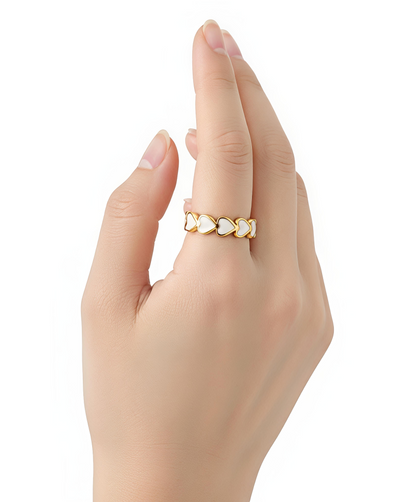 18K Gold Plated Stainless-Steel Open-Heart Ring for Women