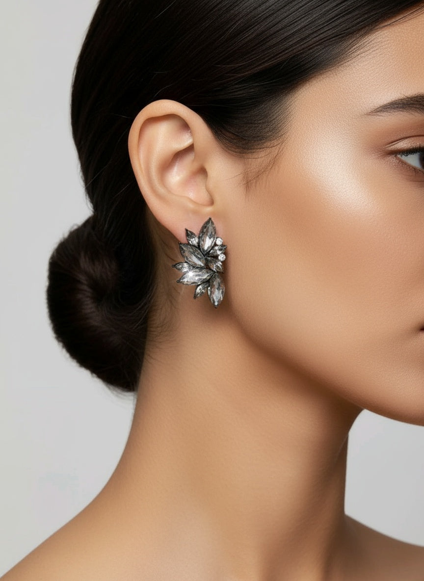 🖤Black Glass Earrings - Bohemian Glass Rhinestone Statement Earrings