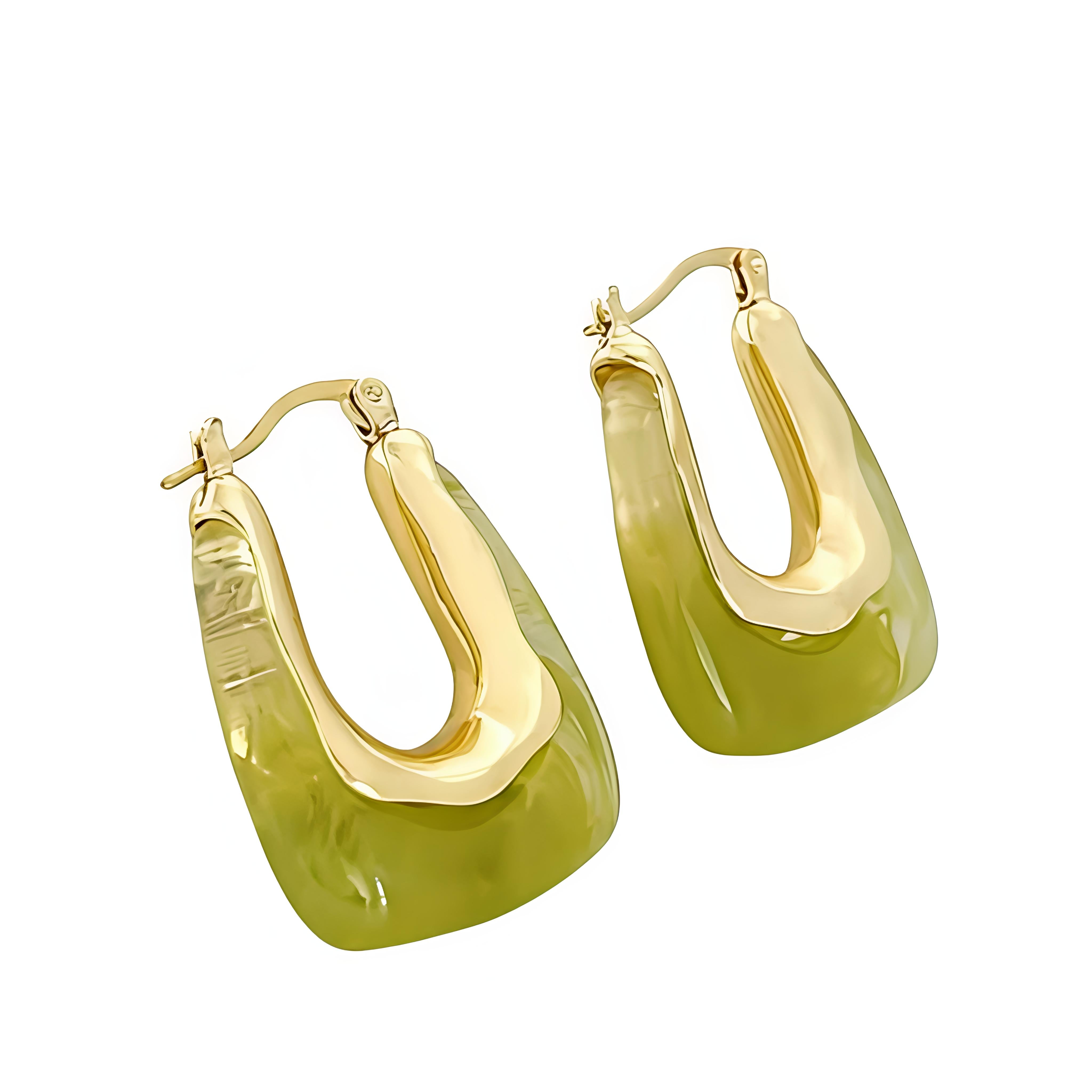 💚Resin Hoops - Elegant Green Designer Hoops in Zinc Alloy