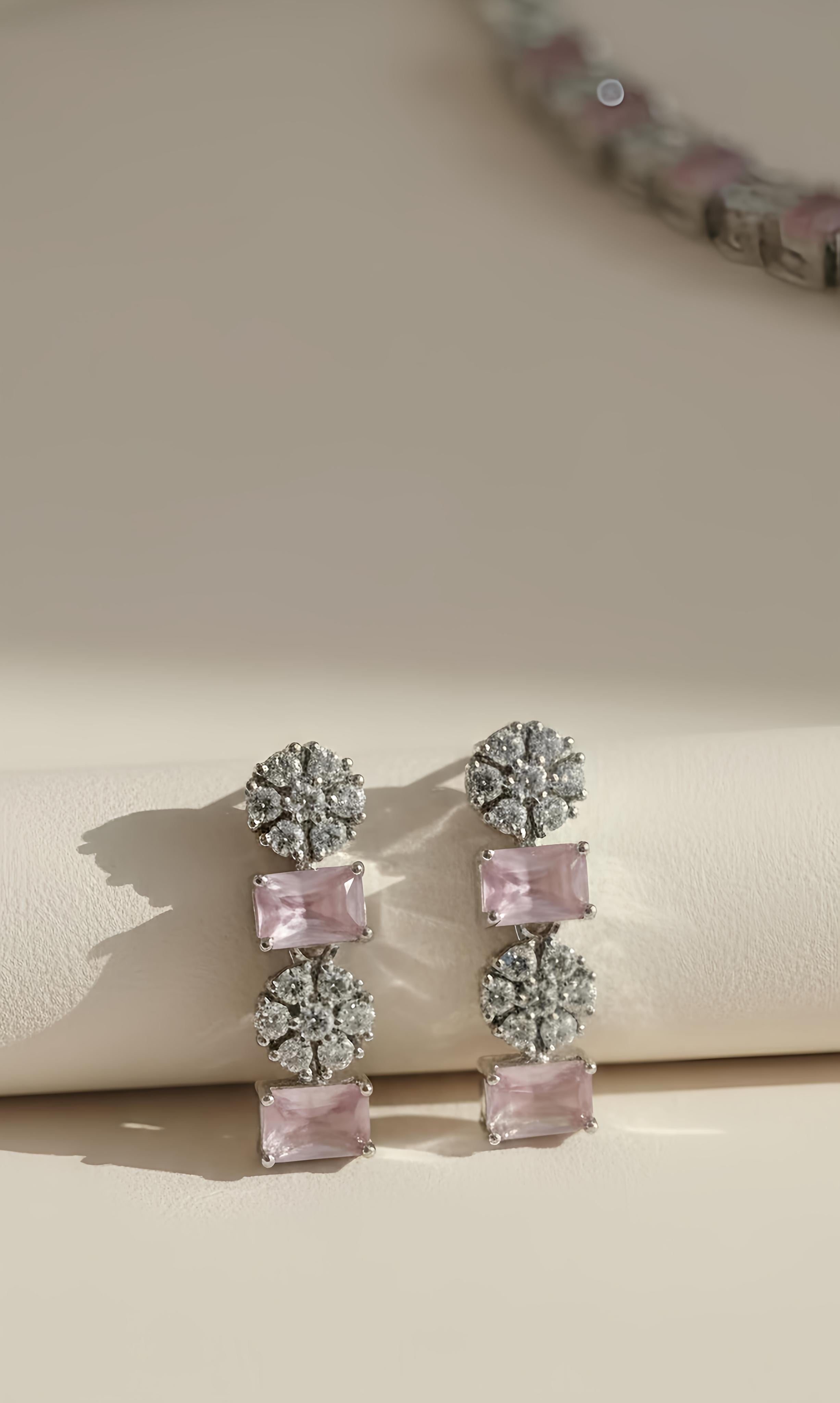 Baby Pink AD Stone Delicate Necklace for Women | Casual & Festive Jewelry