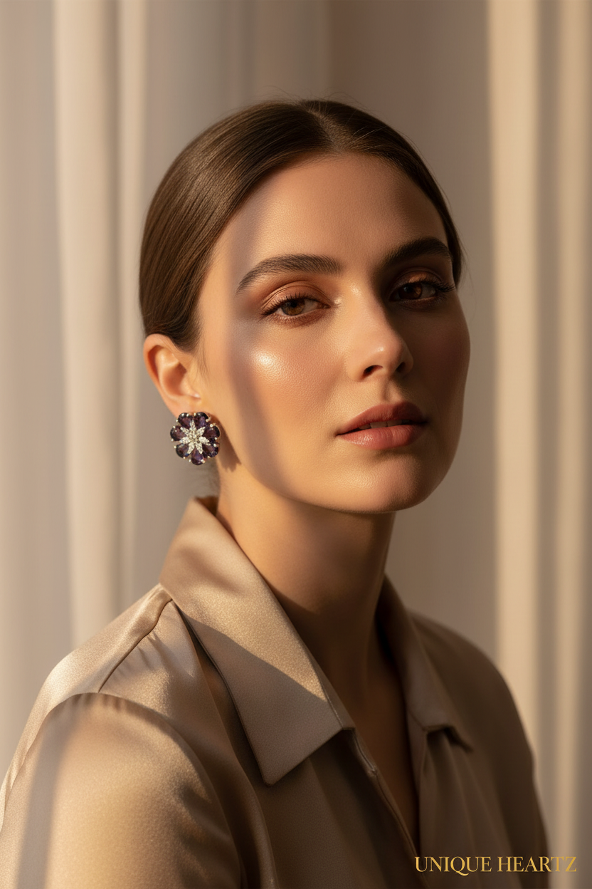 Floral Purple Earrings