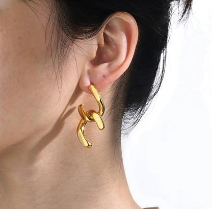 18K Gold Plated in Stainless Steel Waterproof Timeless Brand Inspired Earrings