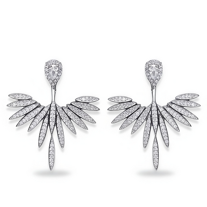 💎Luxury Cubic Zirconia Stud Earrings - Jacket Earring - Structured in Silver