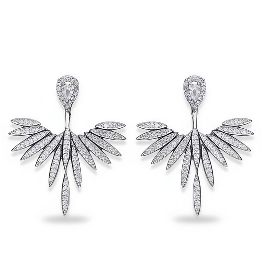 💎Luxury Cubic Zirconia Stud Earrings - Jacket Earring - Structured in Silver