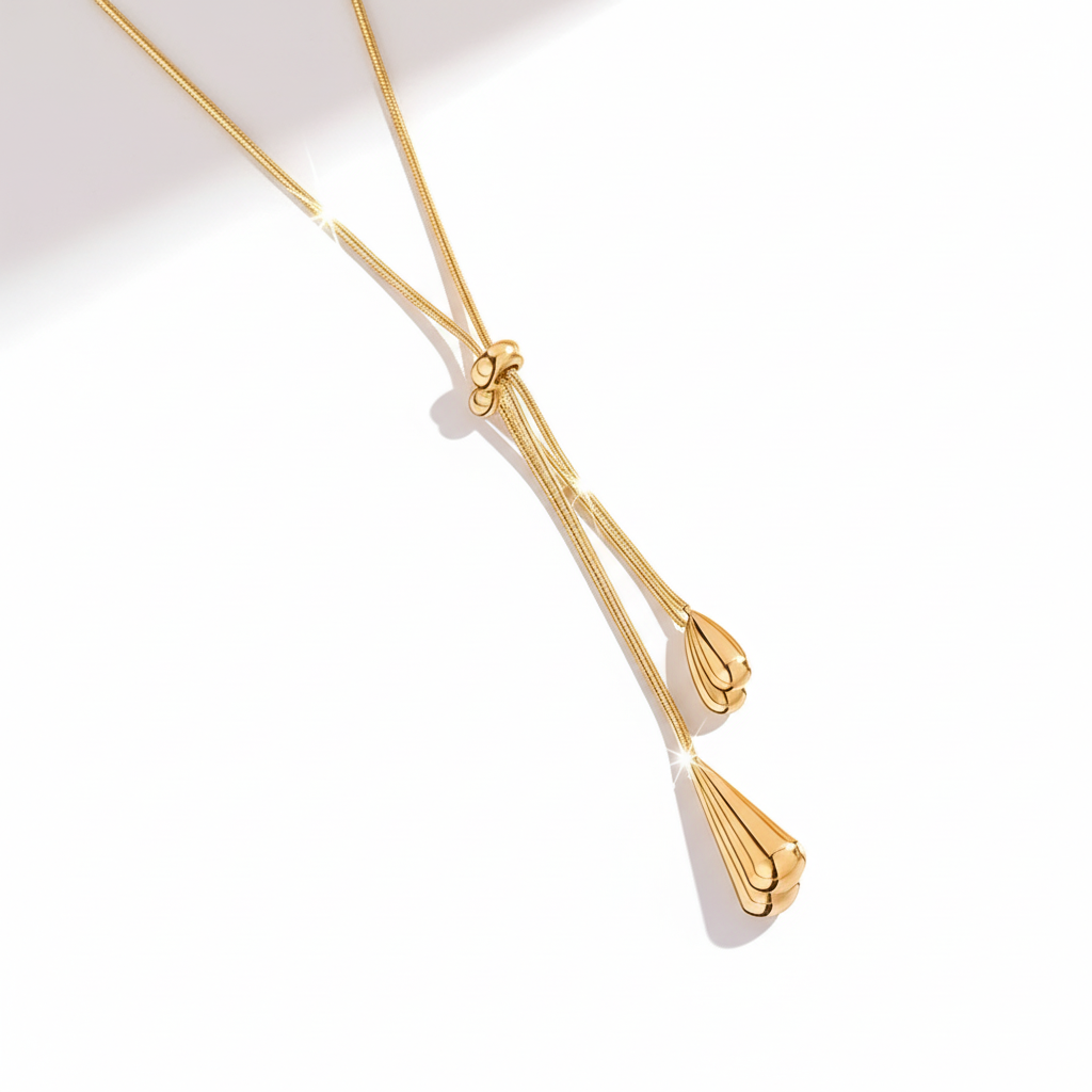 18K Gold Drop Necklace & Earrings | Stainless Steel