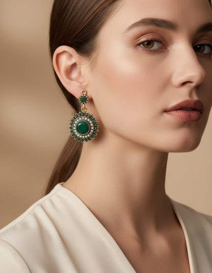 🌿Green Rust - Bohemian Rhinestone Decor Drop Earrings in Stainless Steel