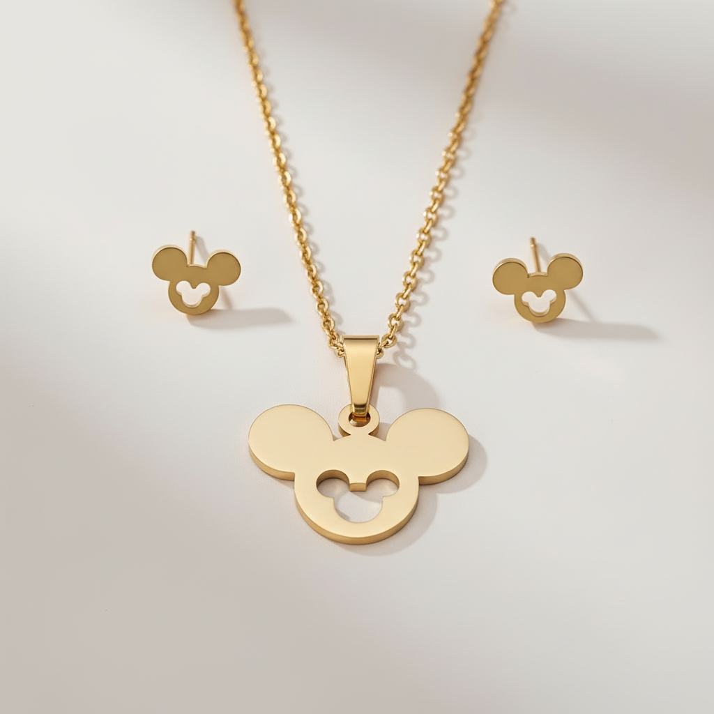 18K PVD Gold Plated Stainless Steel Pendant Jewelry Set – Non-Tarnish, Waterproof - Micky Mee