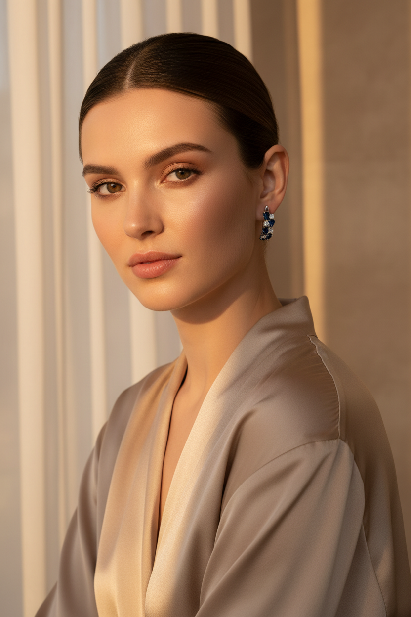 Blue Gleam Hoop Earrings