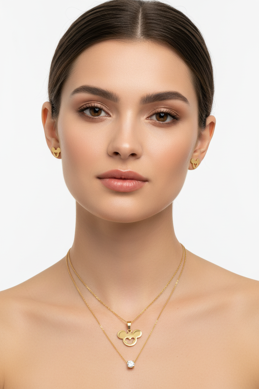 Delicate Gold Layered Necklace Set | 18K PVD Gold Plated Stainless Steel | Disney Inspired Jewelry Combo