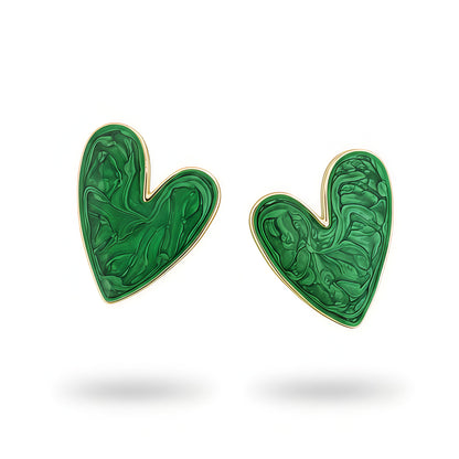 Fashion Earrings – Heart Shape Green Party Wear in Alloy