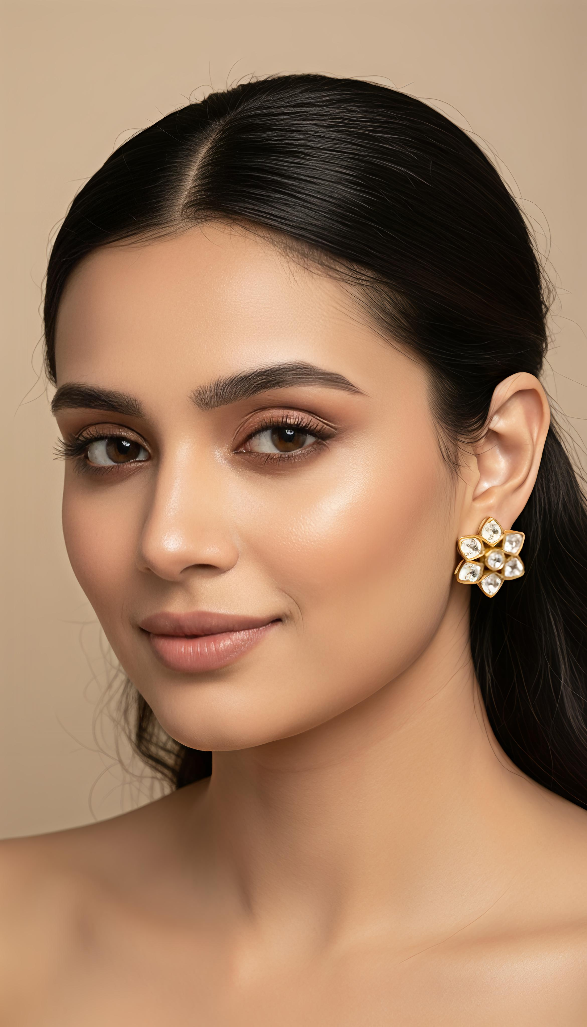 Small Gold Flower Stud Earrings for Women | Elegant Daily Wear Jewelry
