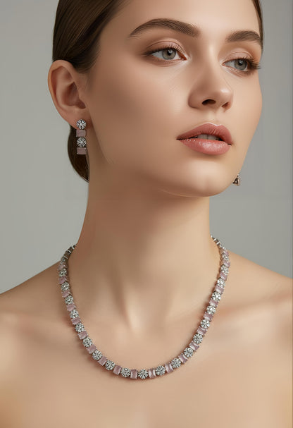 Baby Pink AD Stone Delicate Necklace for Women | Casual & Festive Jewelry
