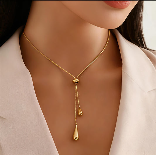 18K Gold Plated in Stainless Steel Long Chain Adjustable Necklace