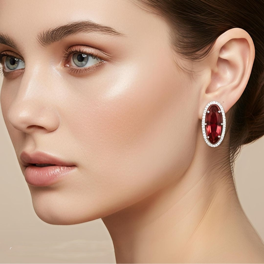 Red Oval Minimal Studs