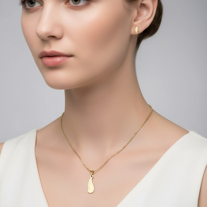 Feather Touch Minimal Pendant Set – Luxury Non-Tarnish, Waterproof 18K PVD Gold Plated Stainless Steel