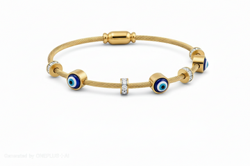 Classic Evil Eye Gold-Plated Stainless-Steel Bangle