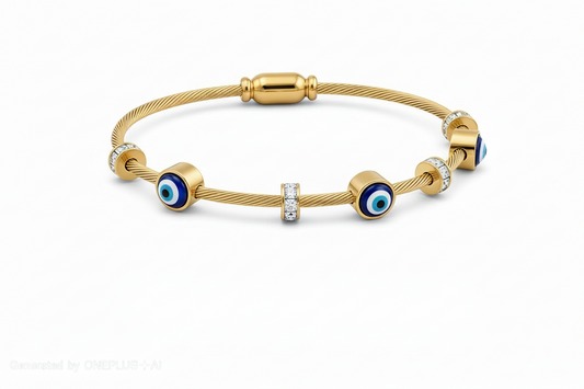 Classic Evil Eye Gold-Plated Stainless-Steel Bangle