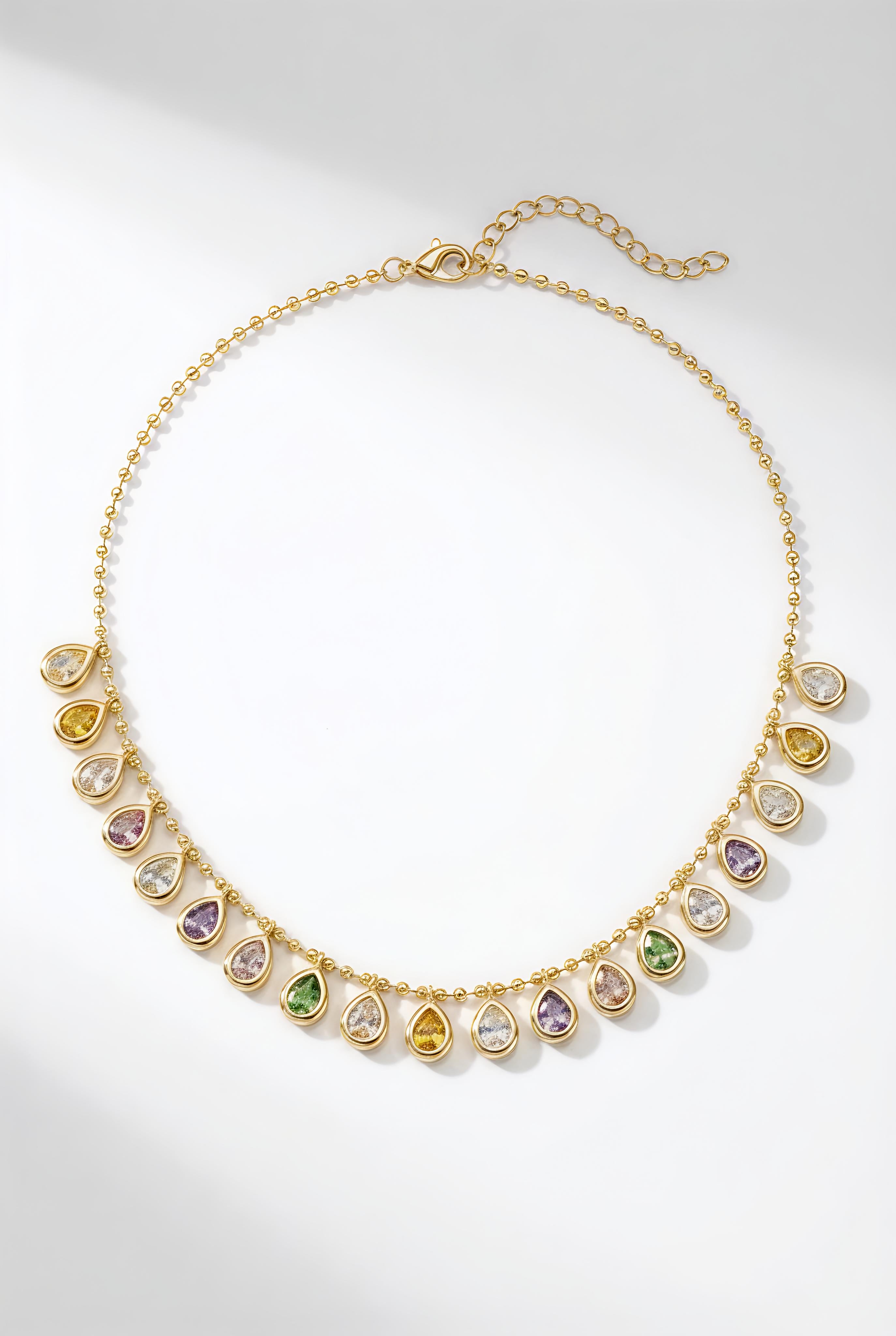Luxury Colorful Zirconia Necklace, Fashionable Versatile Choker Necklace