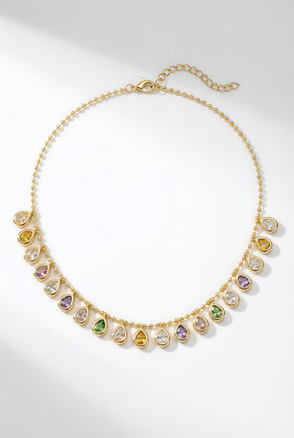 Luxury Colorful Zirconia Necklace, Fashionable Versatile Choker Necklace