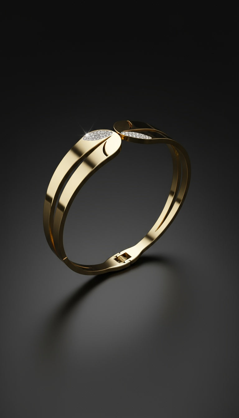 Exquisite Gold-Plated Stainless-Steel Bangle – Premium Shine