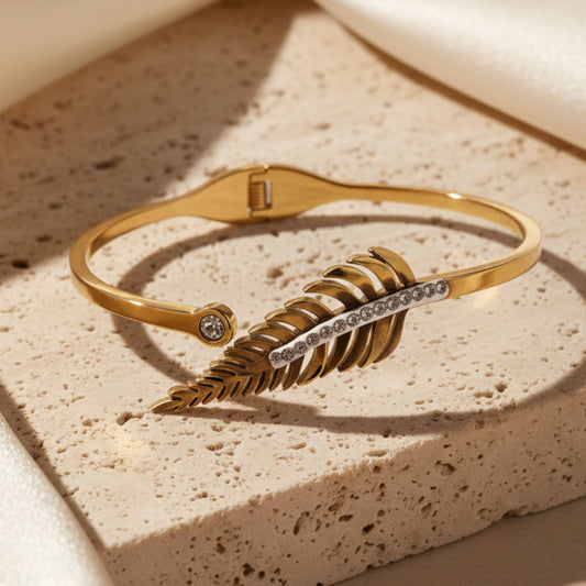 Studded Leaf Open - Bracelet