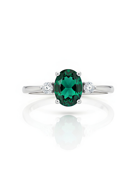 Green Cubic Zirconia Promise Ring for Women | Elegant Alloy Ring