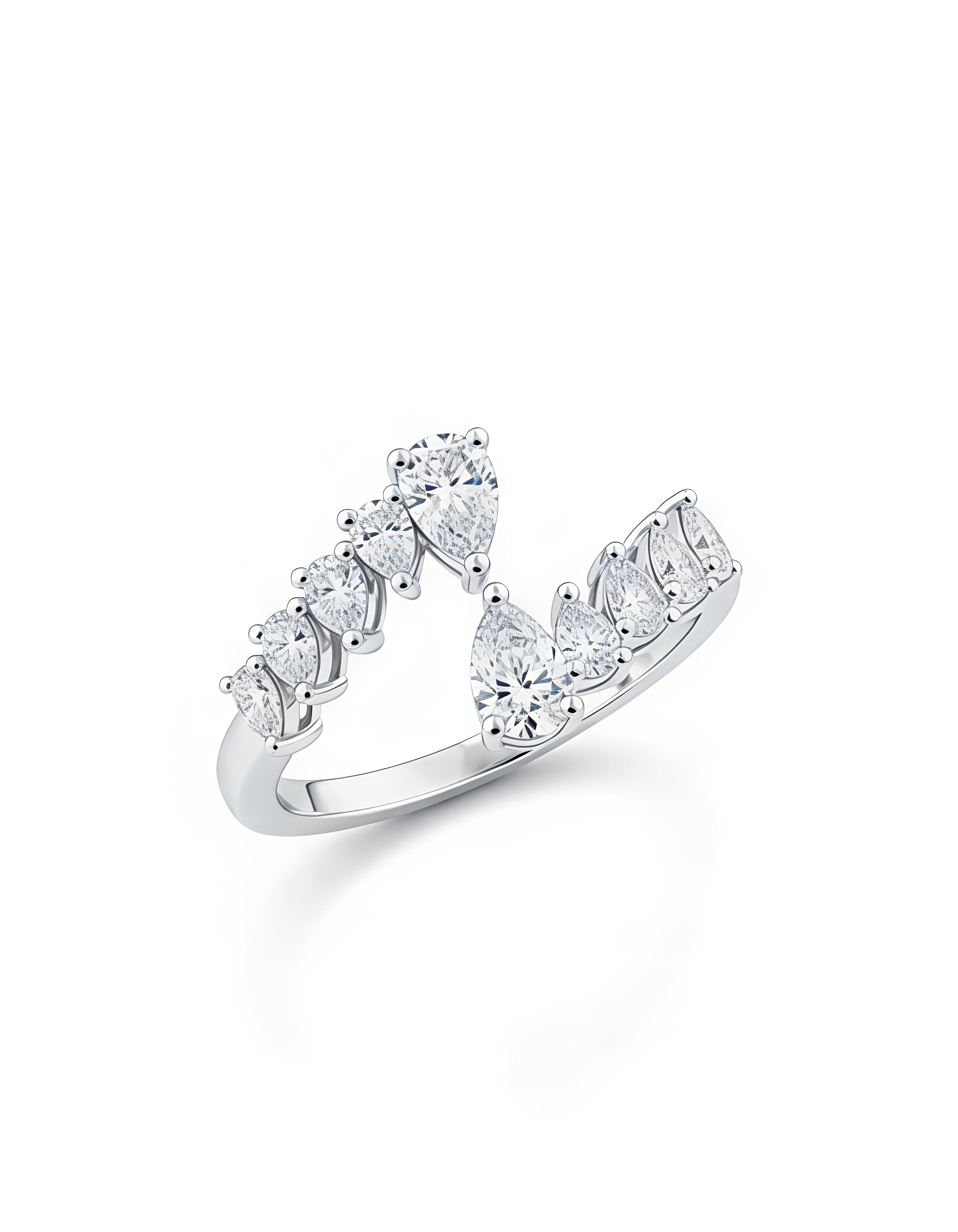 Luxury Zirconia Drop Ring for Women | Silver Plated Copper Ring