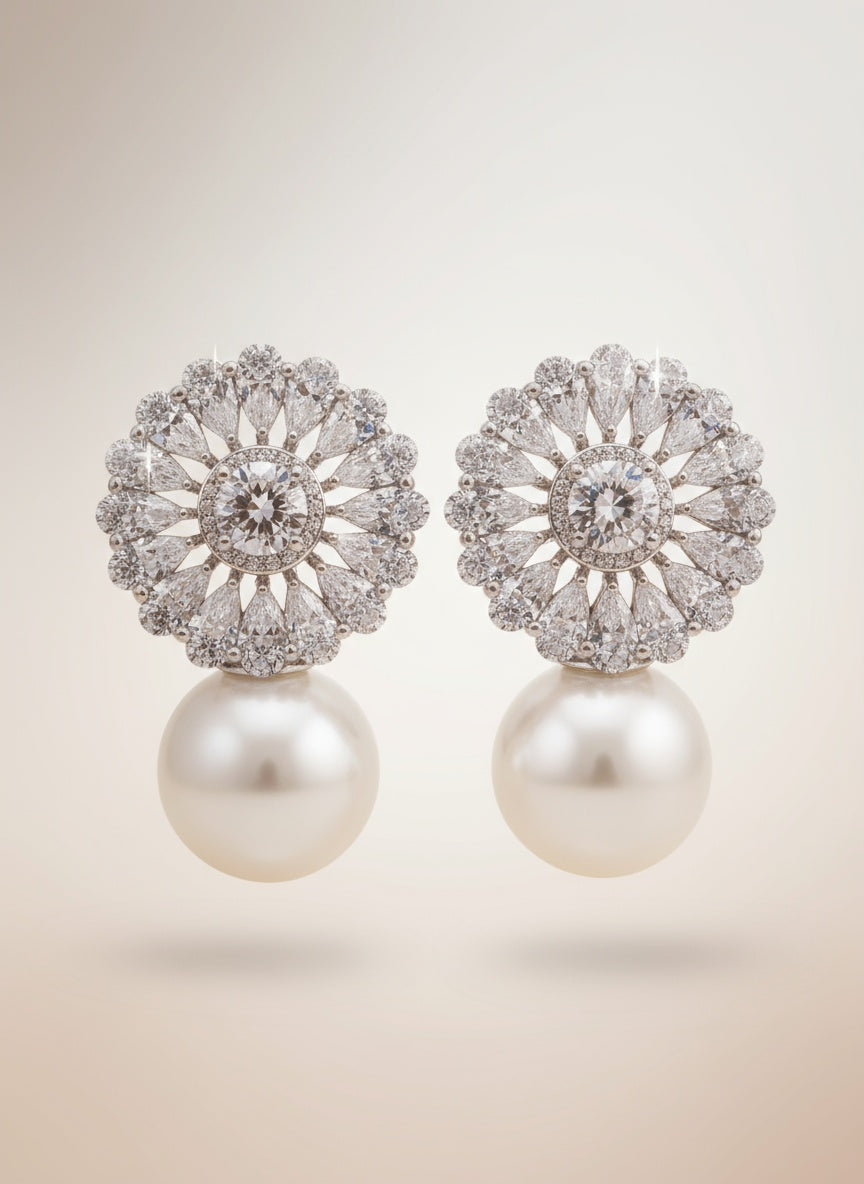 🤍Romantic Pearl Earrings - Delicate Silver Pearl Stud Earrings