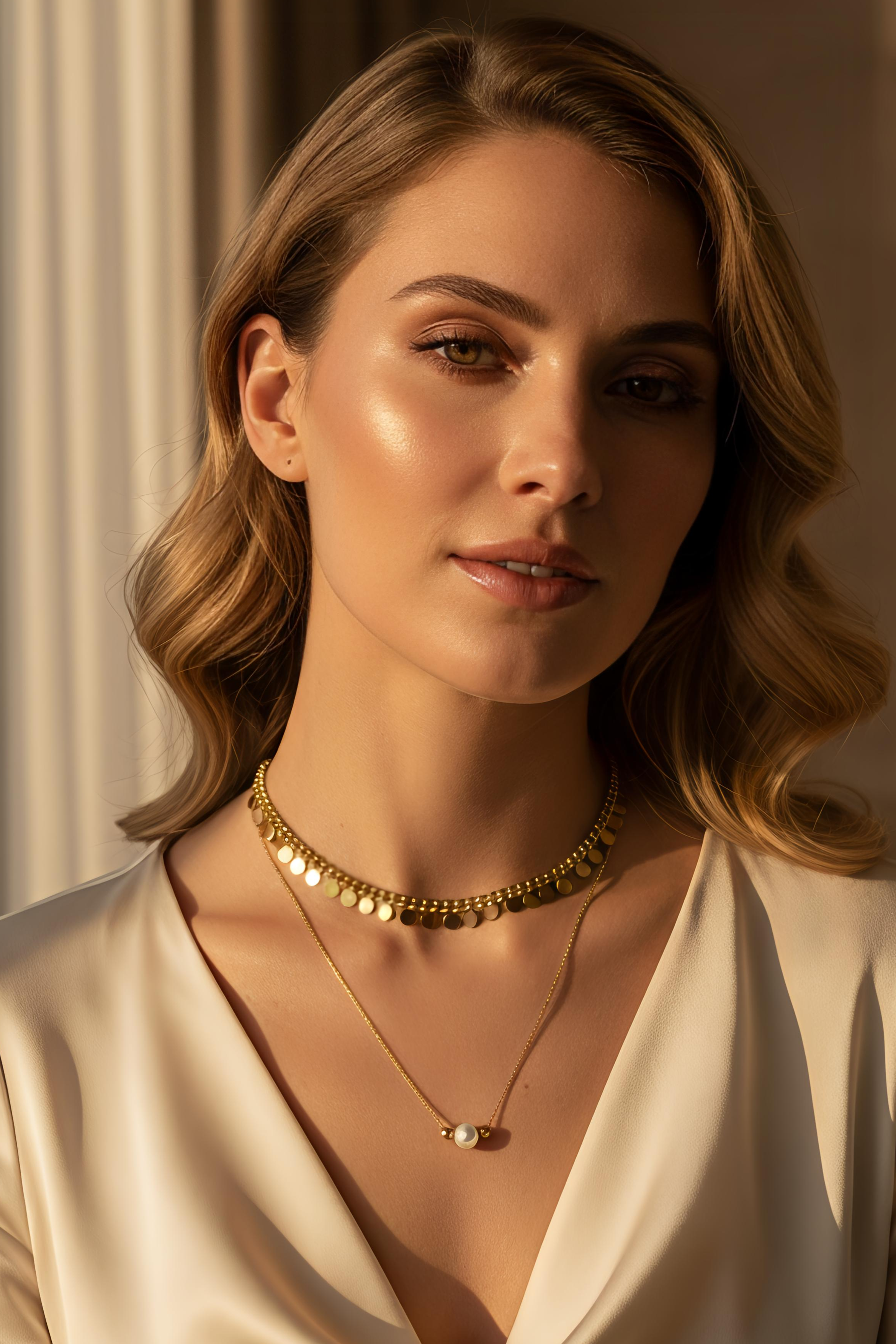 Minimal Gold-Plated Pearl Necklace Set | Modern Stainless-Steel Jewelry | Combo - 2 Necklaces