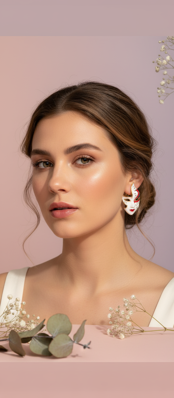 Masquerade Stud Earrings- Unveil your mysterious charm with the playful Elegance (L)