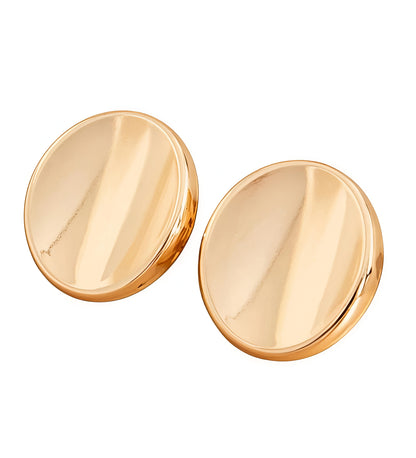 Gold-Plated Big Round Statement Earrings | Stainless Steel Bold Fashion