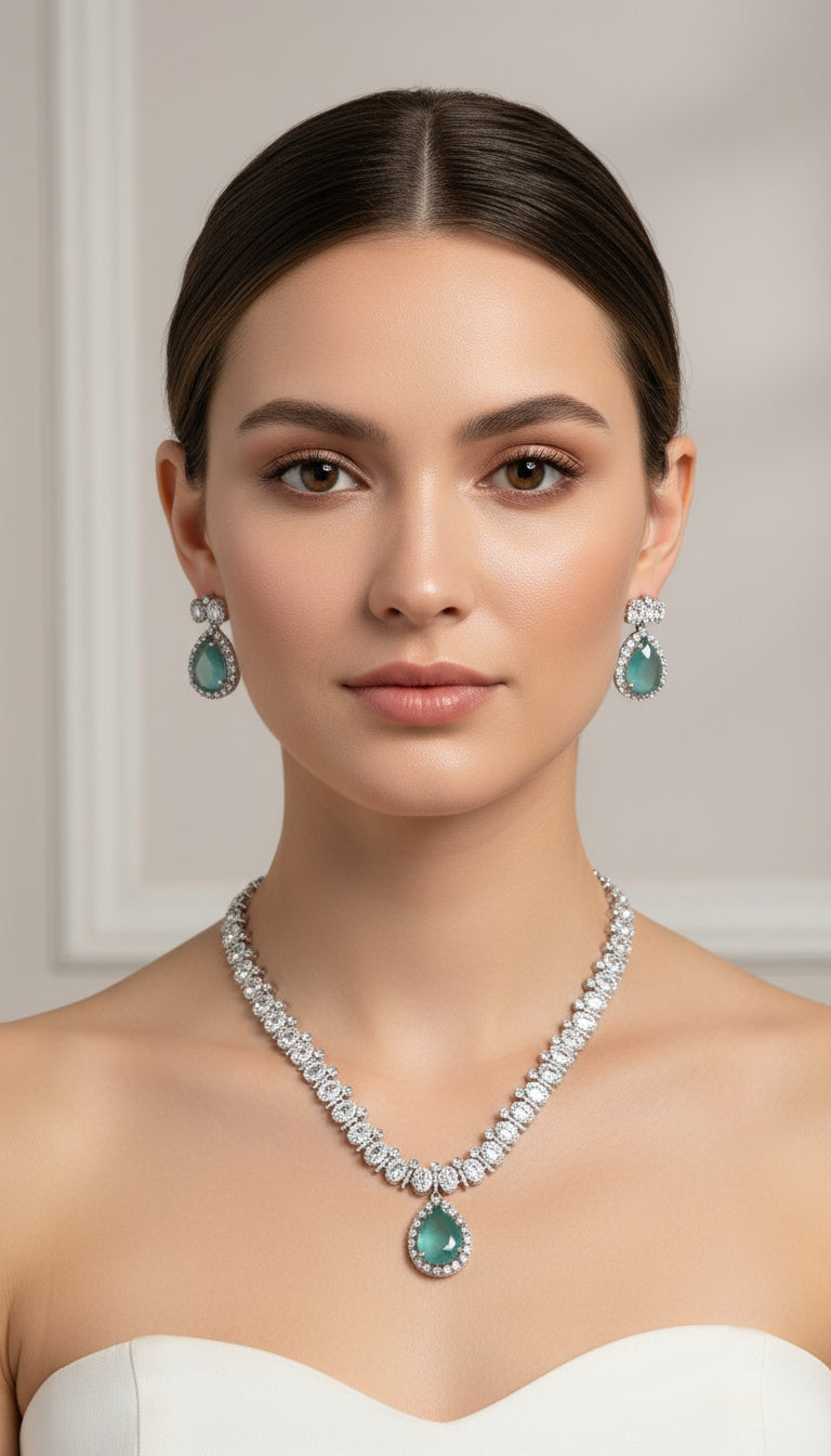 The Shein Style Necklace Set – Modern Glam with a Turquoise Touch