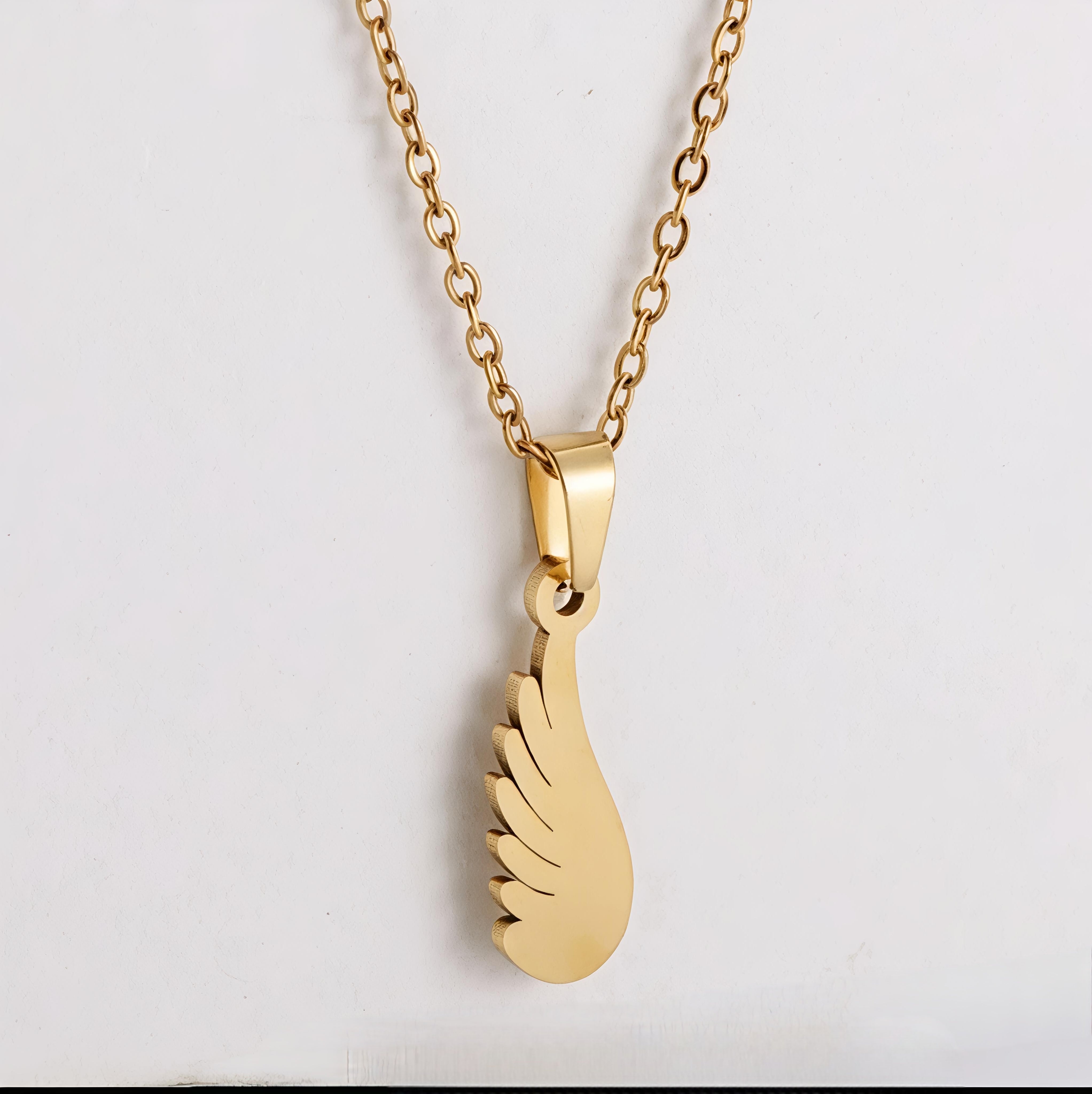 18K PVD Gold Plated in Stainless Steel - Feather Touch Minimal Pendant Set – Luxury Non-Tarnish, Waterproof 18K