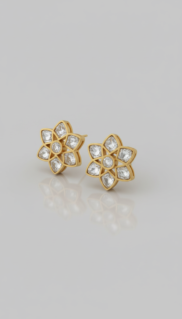 Small Gold Flower Stud Earrings for Women | Elegant Daily Wear Jewelry