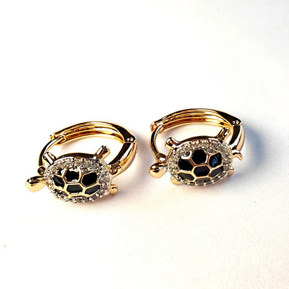 18K Gold Plated in Stainless Steel - Tortoise Hoop Earrings – High Quality Model with Cubic Zirconia Stones