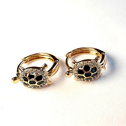 18K Gold Plated in Stainless Steel - Tortoise Hoop Earrings – High Quality Model with Cubic Zirconia Stones