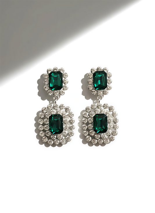 💎Emerald Strike | Geometric Claw Chain Dangle Earrings with Cubic Zirconia