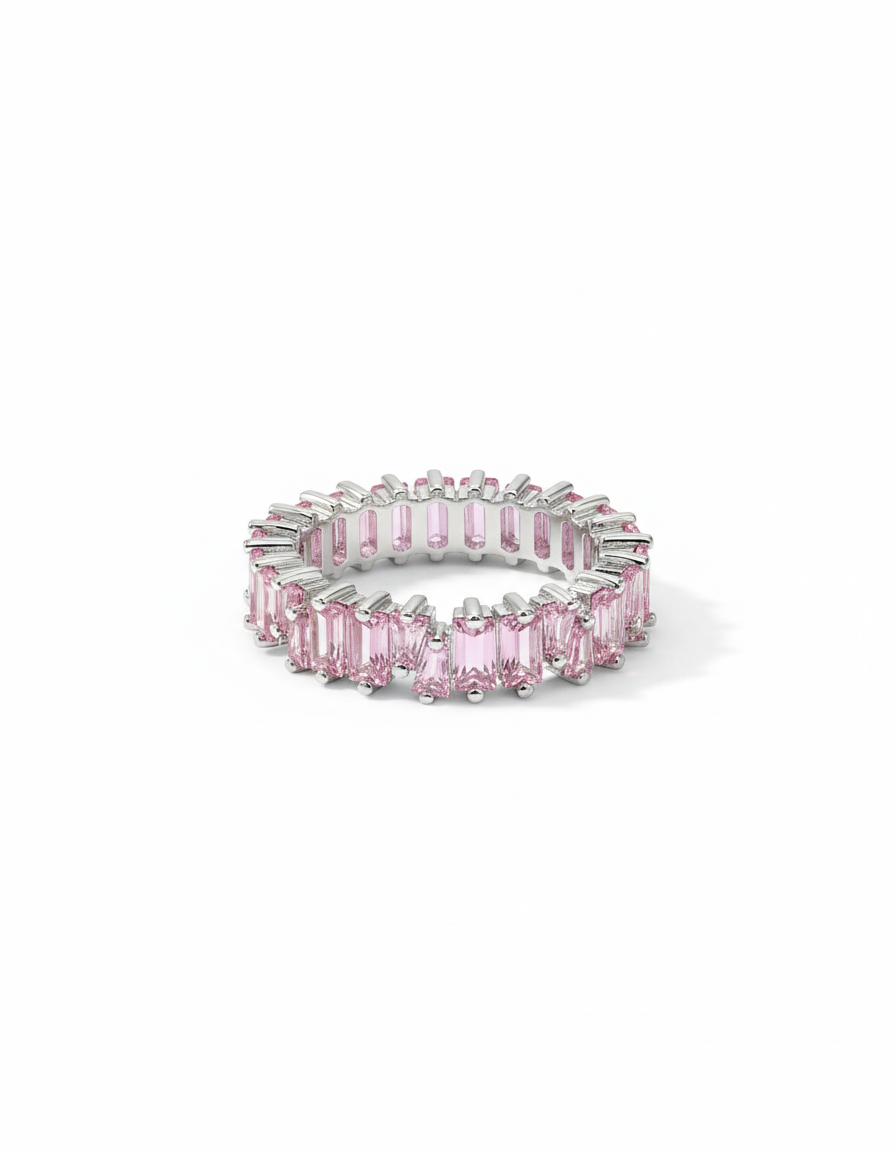 Pink Cubic Zirconia Ring for Women | Platinum Plated Fashion Ring