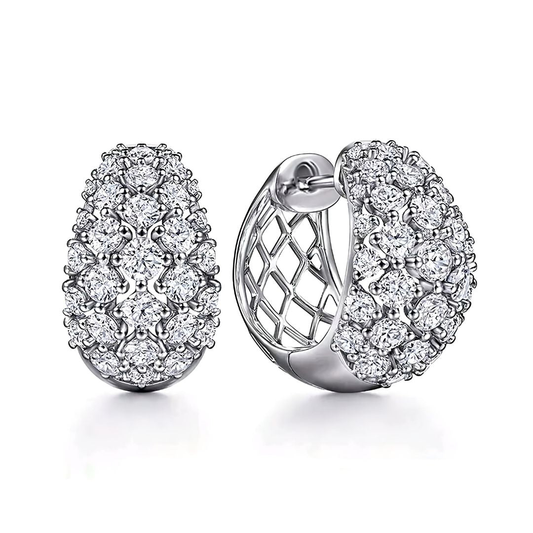 Cubic Zirconia Hoop Earrings in Silver For Women For Wedding Engagement Anniversary Party Jewelry Valentine's Day Gift