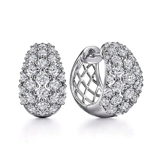 Cubic Zirconia Hoop Earrings in Silver For Women For Wedding Engagement Anniversary Party Jewelry Valentine's Day Gift