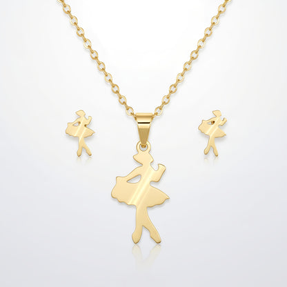 18K PVD Gold Plated Stainless Steel Minimal Angel Pendant Jewelry Set – Non-Tarnish, Waterproof