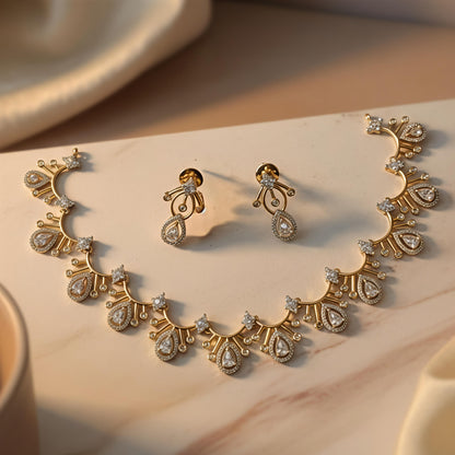 Modern AD necklace and Earring Set with Best Quality AD Stones - Perfect for that Royal Touch