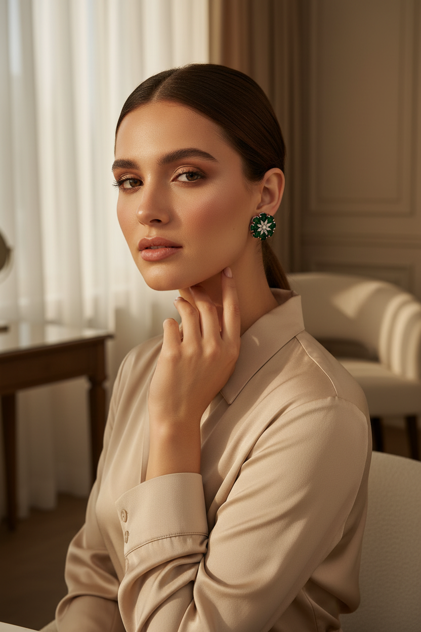 Floral Green Earrings