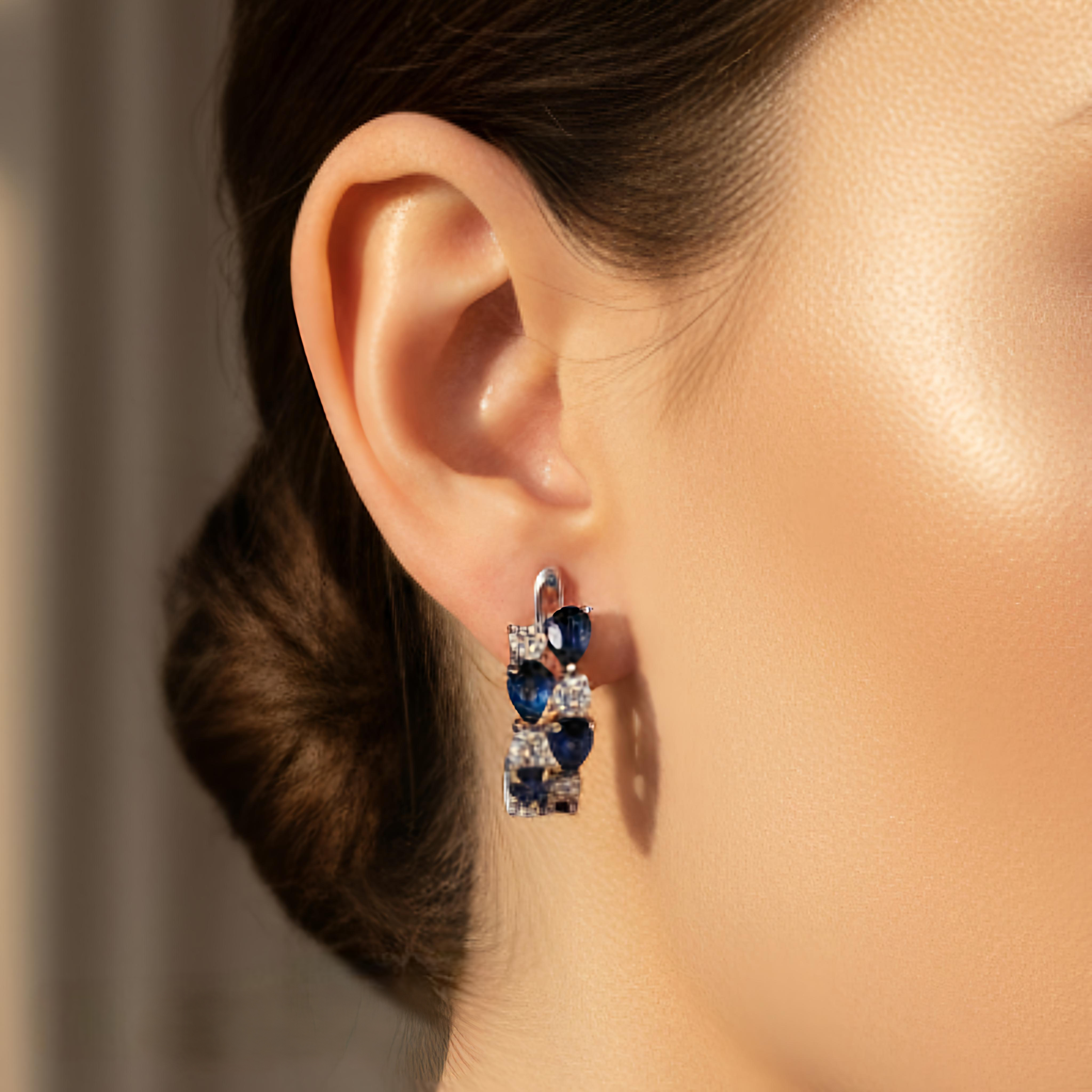 Blue Gleam Hoop Earrings