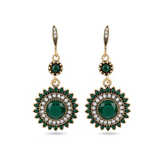 🌿Green Rust | Bohemian Rhinestone Decor Drop Earrings (Stainless Steel)