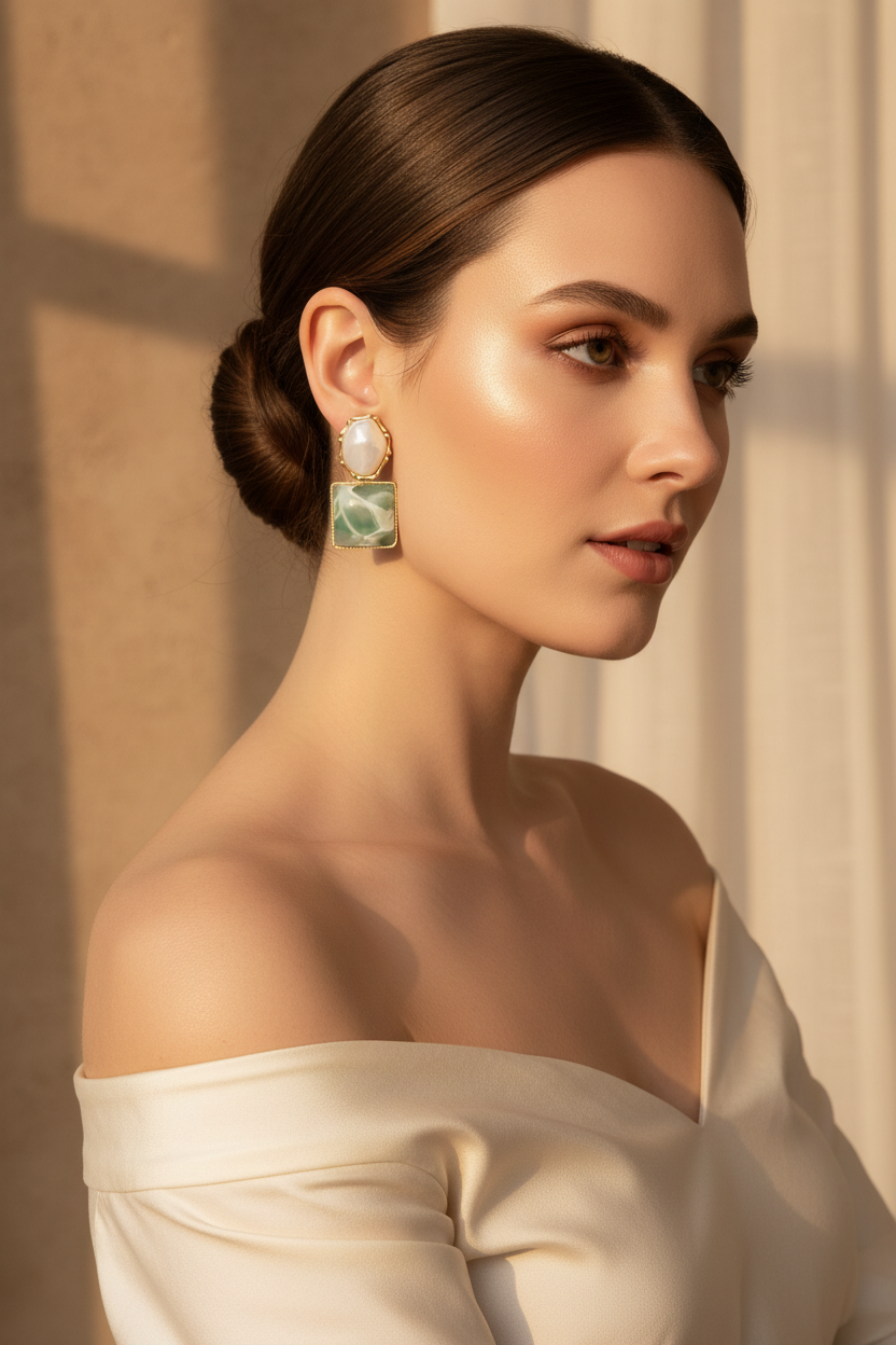 Green Water Earrings