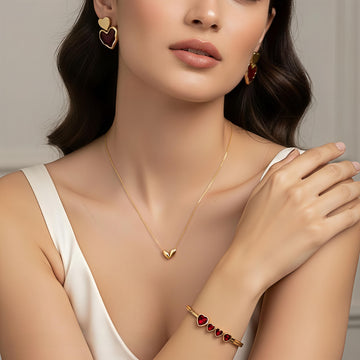 Heart Jewelry Set for Women | Necklace, Earrings & Bracelet Combo | Anniversary Special Gift Set